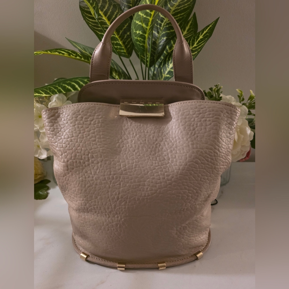 ZAC Zac Posen Taupe Textured Pebbled Leather  Backpack